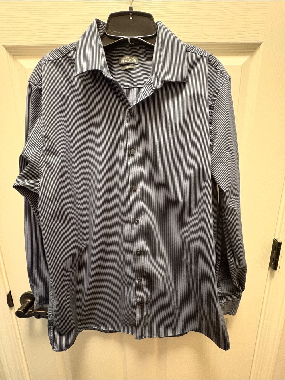 Kenneth Cole Blue and White Pinstripe Dress Shirt
